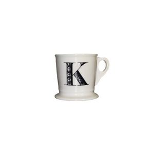 Anthropologie Cream and Black Ceramic Letter K Mug